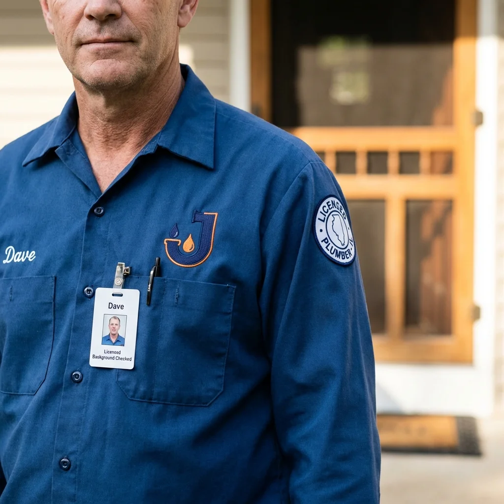 Licensed plumber showing ID badge in Ganado, AZ