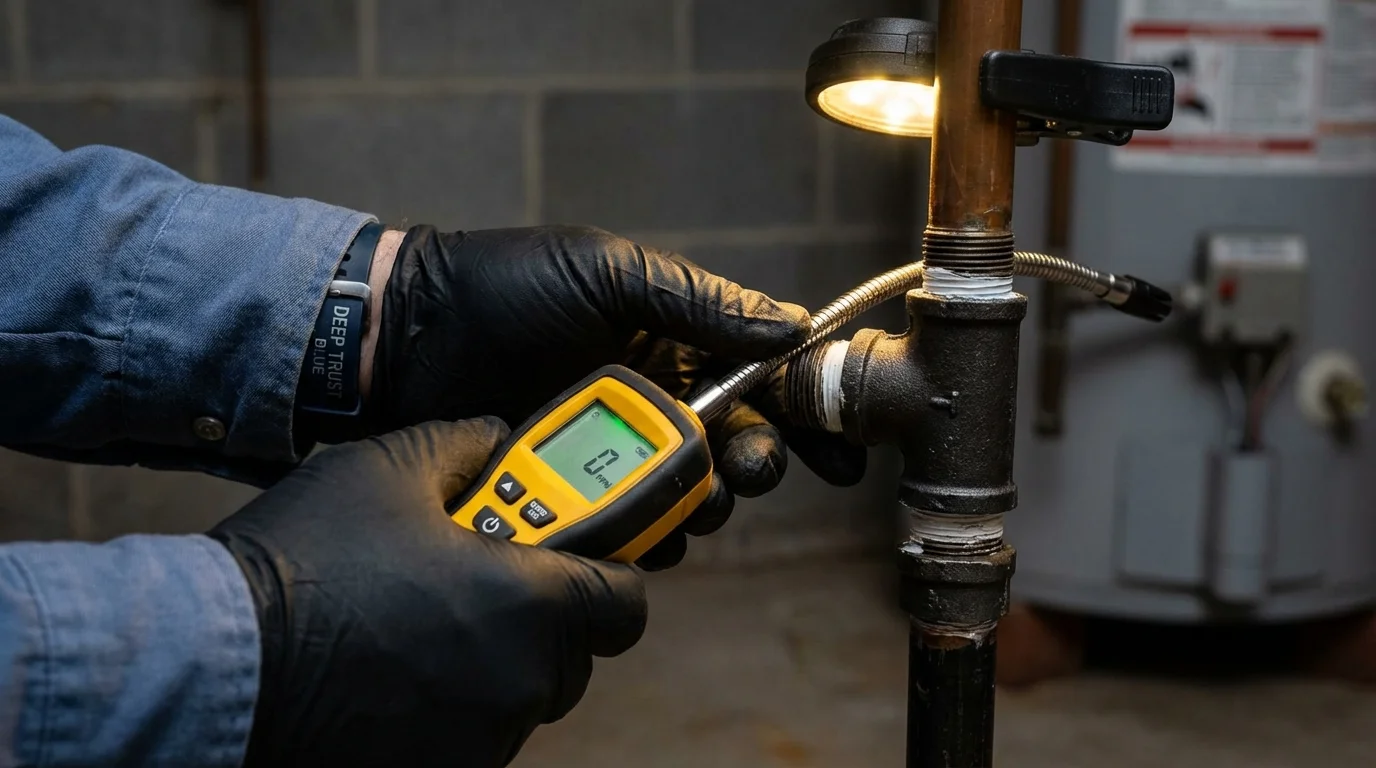 Gas leak detection with electronic sniffer by Johns Plumbing LLC in Ganado