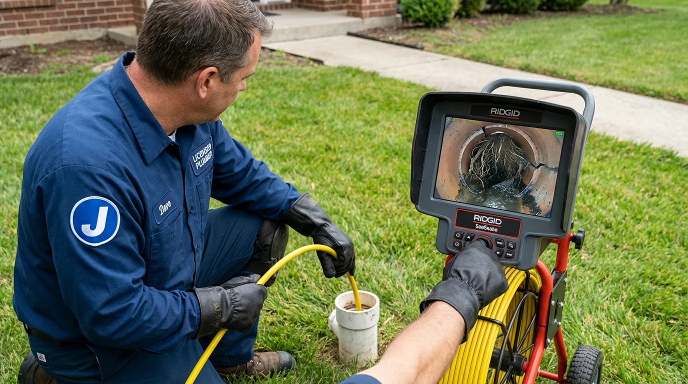 Sewer camera inspection being performed by Johns Plumbing LLC in Ganado