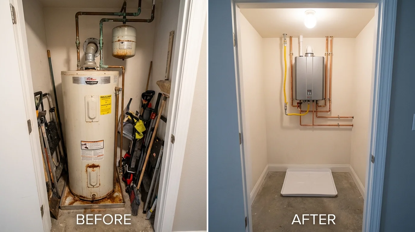 Tank water heater versus wall-mounted tankless unit comparison for Ganado, AZ homeowners